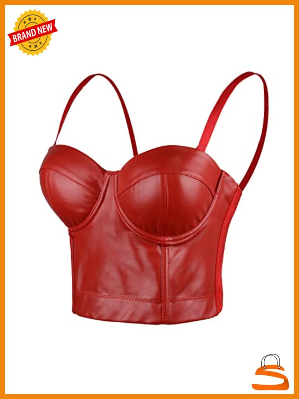 Faux Leather Bustier Crop Top Corset Bra Underwire Push Up Hook Eye
